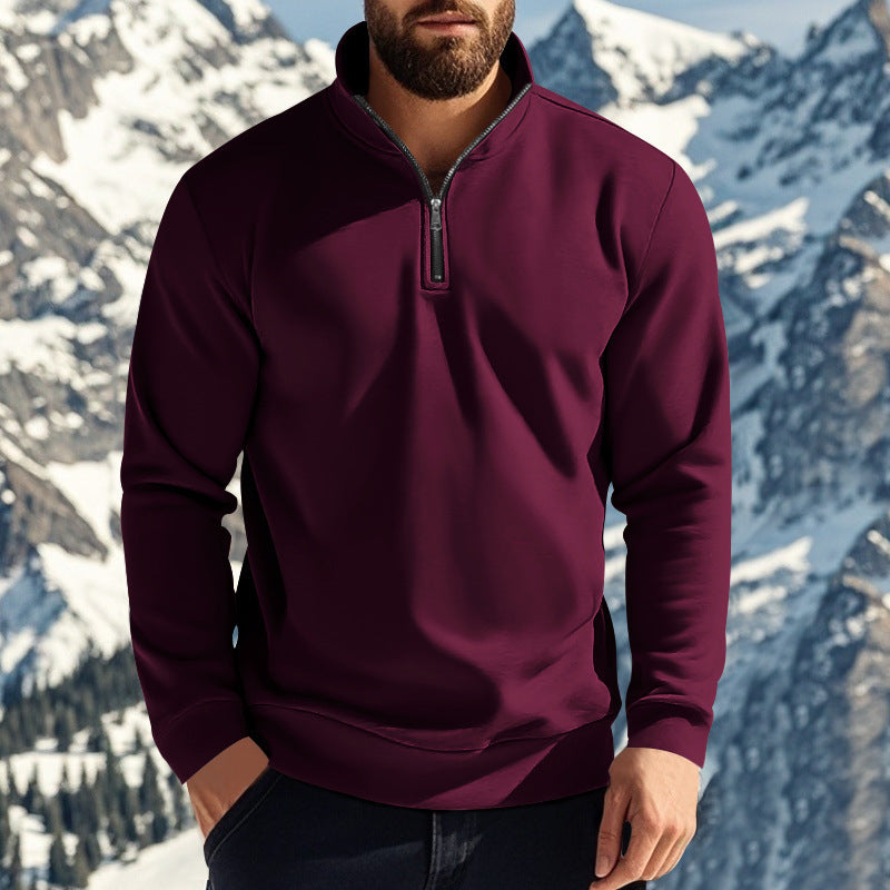 Herren nan komfortables Halbzip-Sweatshirt mit Stehkragen, leicht angerauter Innenseite und geripptem Saum EB