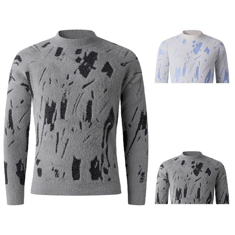 Damen modischer Stehkragenpullover mit einzigartigem Strukturdesign und grafischen Akzenten EB