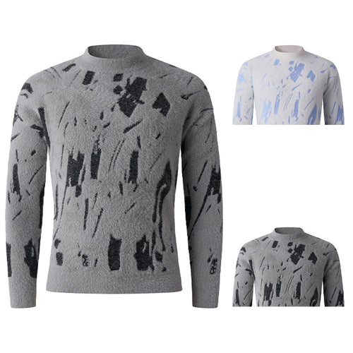 Damen modischer Stehkragenpullover mit einzigartigem Strukturdesign und grafischen Akzenten EB