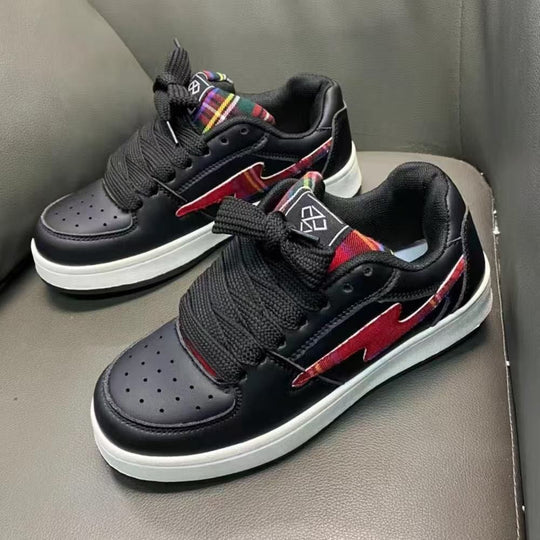 Damen Sportliche Sneakers mit zweifarbigem Obermaterial und trendigem Karomuster EB