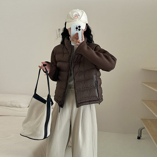 Damen Funktionale Pufferjacke mit Taschen und hohem Kragen EB