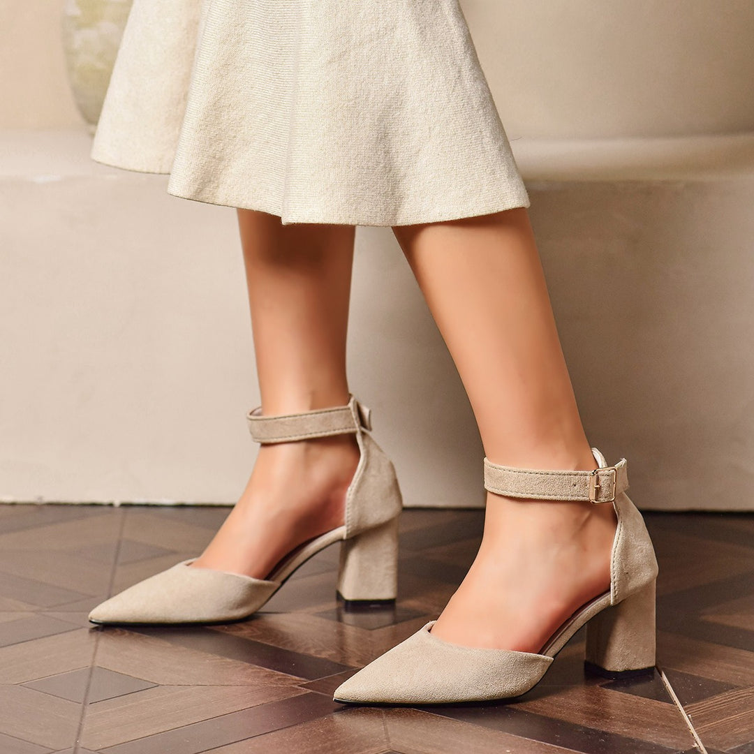 Damen elegante Slingback-Pumps mit hohem Blockabsatz EB