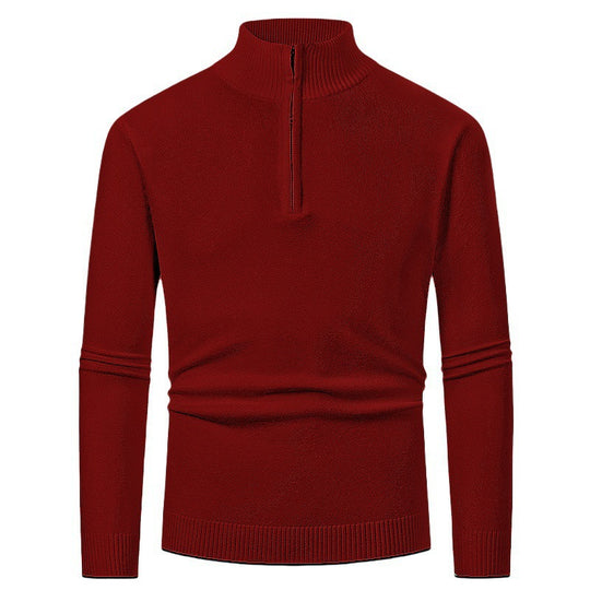 Herren Strickpullover mit hohem Kragen und halbem Reißverschluss EB
