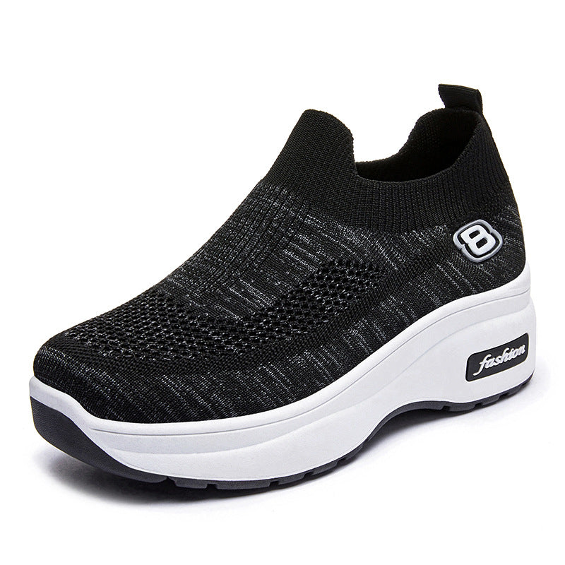 Damen nan atmungsaktive Strick-Sneaker mit Plateau-Sohle und elastischer Sockenkonstruktion EB