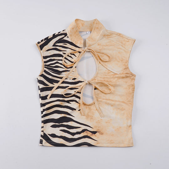 Damen Figurbetontes Kurzarm-Oberteil mit Halterneck und asymmetrischem Design EB