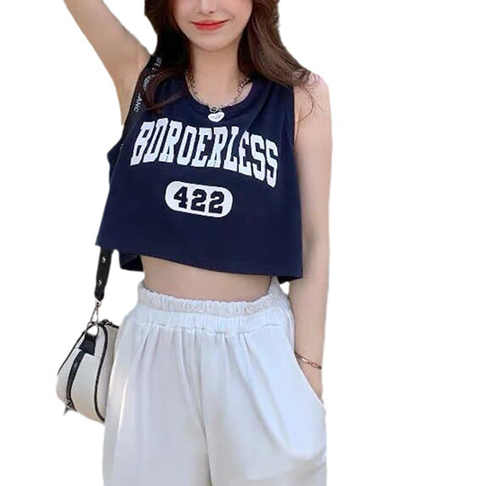 Damen lässiges Crop-Top mit kreativem Schriftzug und bequemen Materialien EB