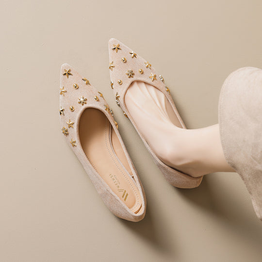 Damen Ballerinas mit funkelnden Details und schicker Sternenhimmel-Applikation EB