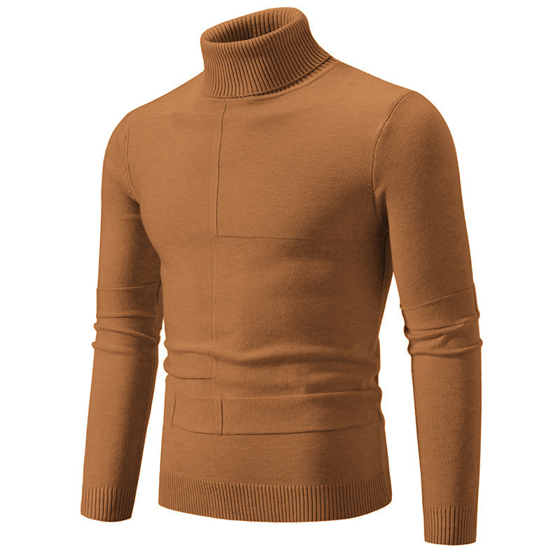 Herren eleganter Rollkragenpullover mit modernem Zopfmuster EB