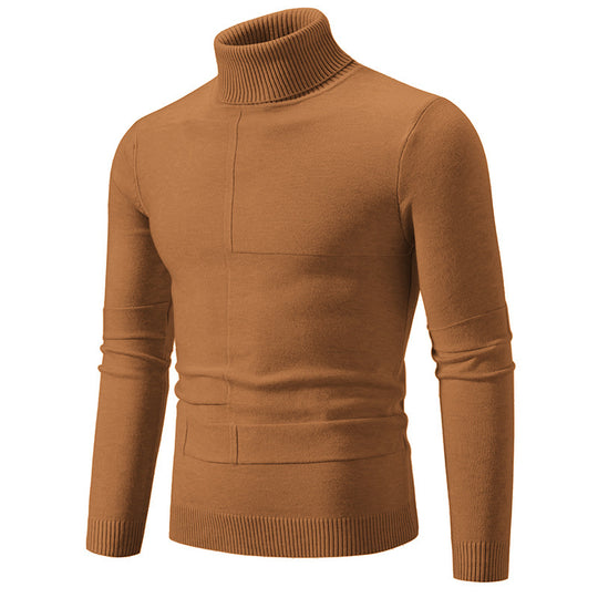 Herren eleganter Rollkragenpullover mit modernem Zopfmuster EB