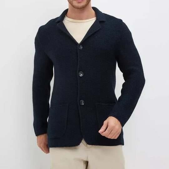 Herren Strickjacke mit warmem Schalkragen und praktischen Taschen EB