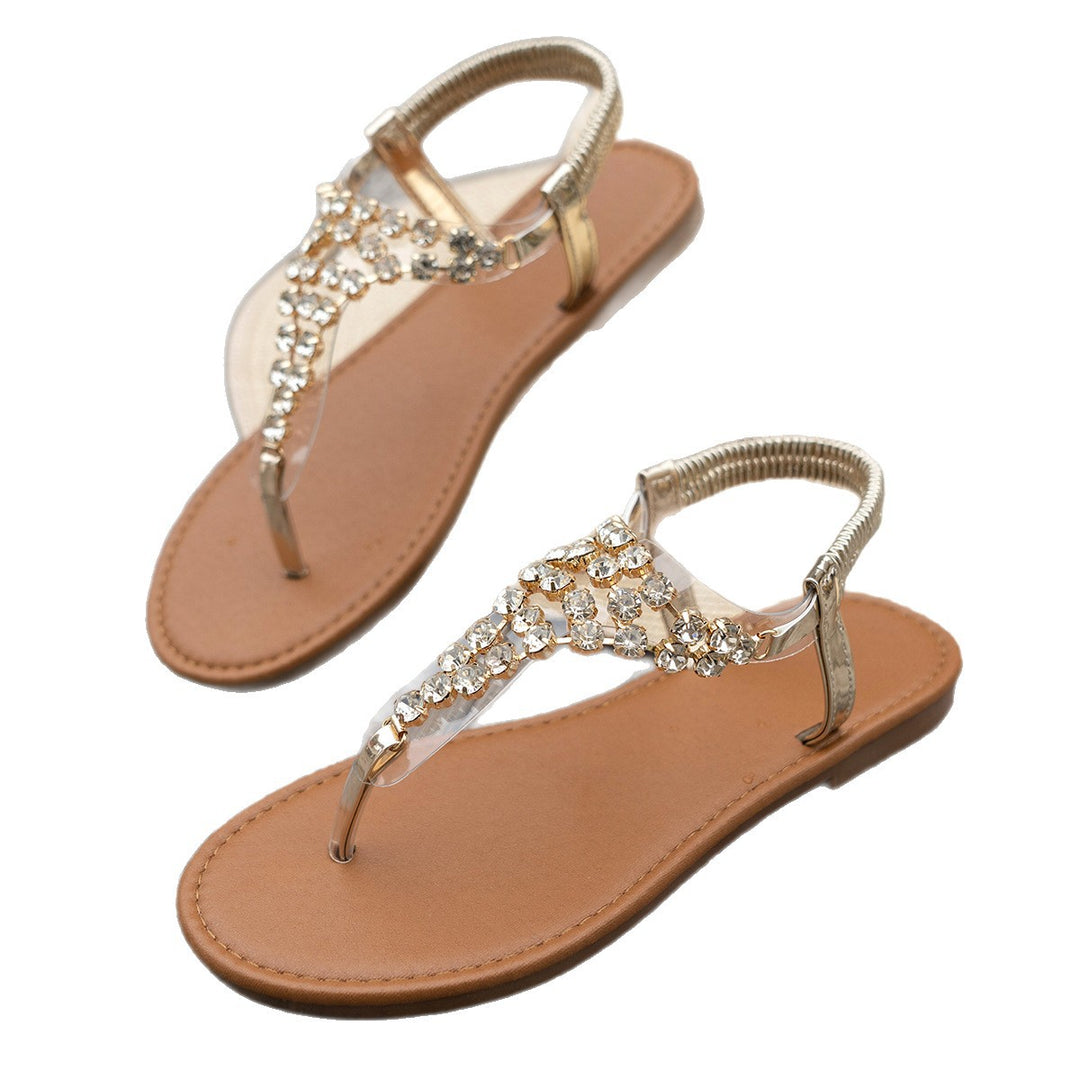 Damen Zehentrenner-Sandalen mit funkelnden Strass-Applikationen EB