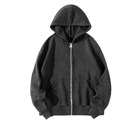 Unisex nan lässige Kapuzenjacke mit robustem Metall-Reißverschluss doppellagiger Kapuze und tiefen Känguru-Eingrifftaschen EB