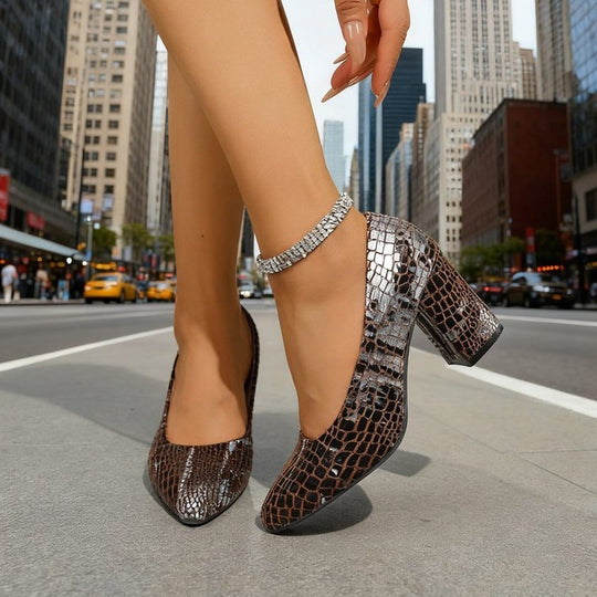 Damen Elegante Pumps mit modischem Kroko-Prägung EB