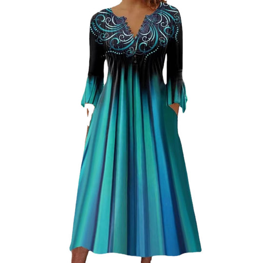 Damen Midikleid mit eleganter Bestickung und fließendem Schnitt Heidi-Mode