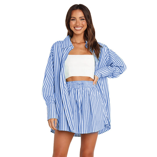EB | Fashion Shirt Gestreift Langarm Zweiteiliges Set