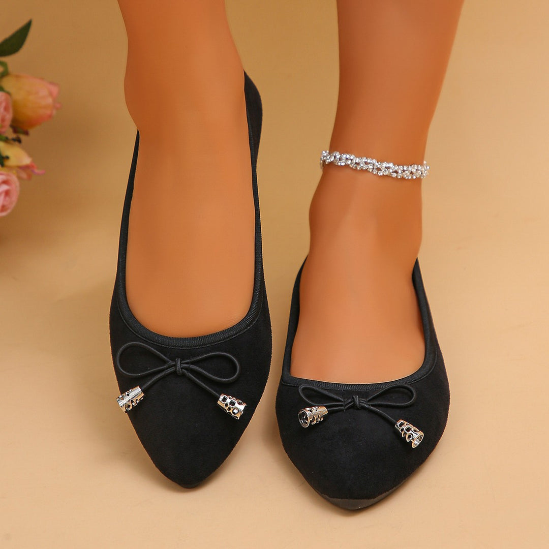 Damen Ballerinas mit dezentem Strassdetail und modischer Schleife EB