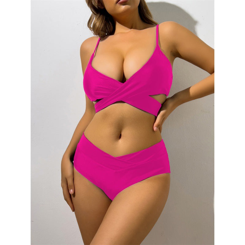Damen Bikini mit innovativem Wickeldetail und hoher Taille EB