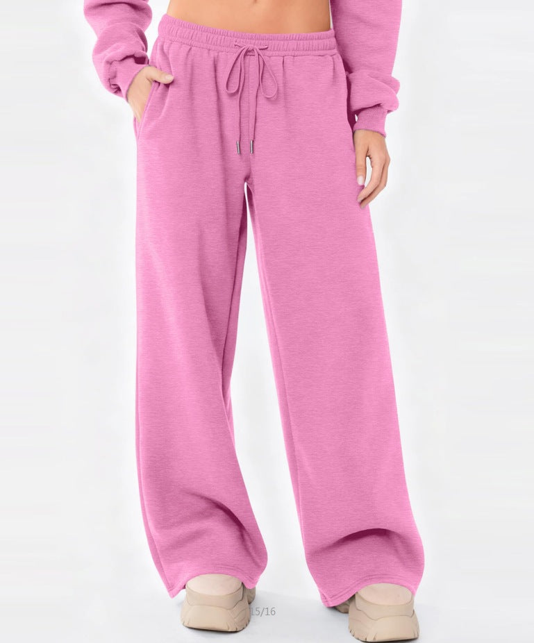 Damen nan weite Loungehose mit hohem Komfortbund, elastischem Tunnelzug und seitlichen Eingrifftaschen EB