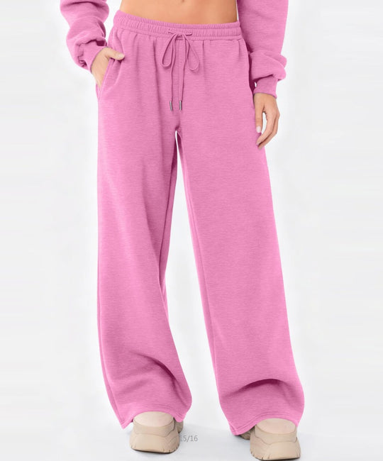 Damen nan weite Loungehose mit hohem Komfortbund, elastischem Tunnelzug und seitlichen Eingrifftaschen EB