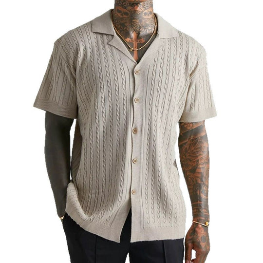 Herren Strickhemd mit strukturiertem Muster EB
