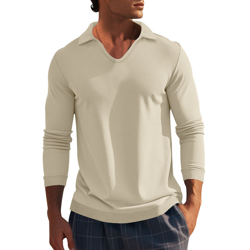 Herren Langarm-Shirt mit modernem V-Ausschnitt und strukturiertem Design EB