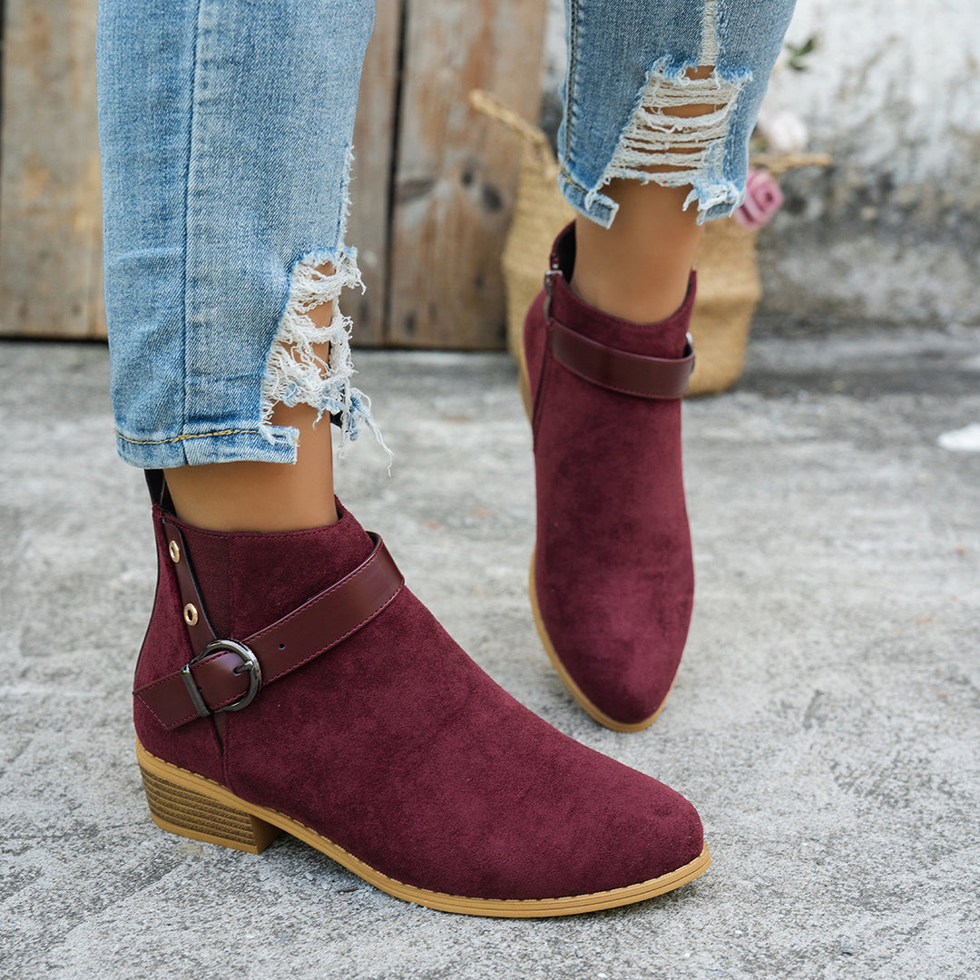 Damen modische Stiefeletten mit elegantem Riemen und rutschfester Sohle EB