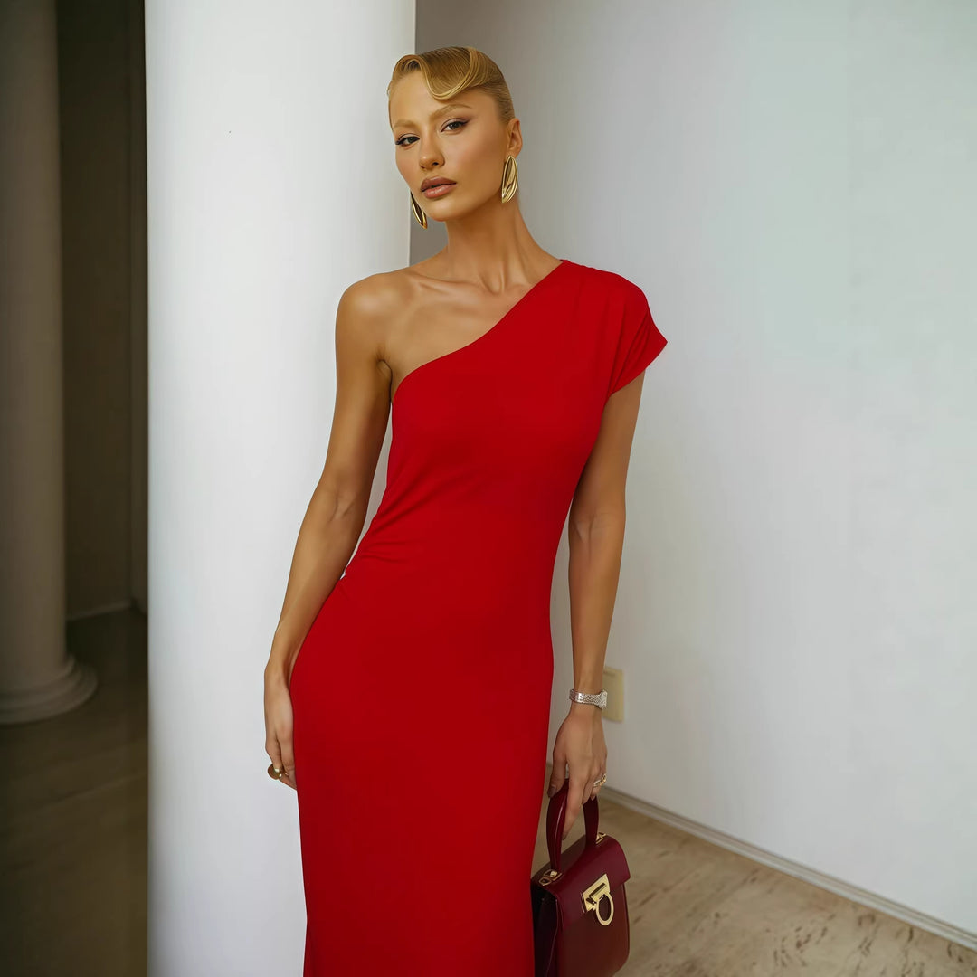 Damen Elegantes ärmelloses Wickelkleid mit asymmetrischem Schnitt EB