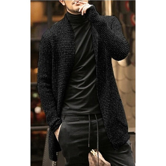 Herren Strickjacke mit offenem Design und strukturiertem Muster EB