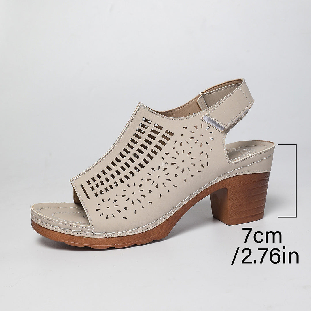 Damen Sandaletten mit durchbrochenem Design und komfortablem Blockabsatz EB