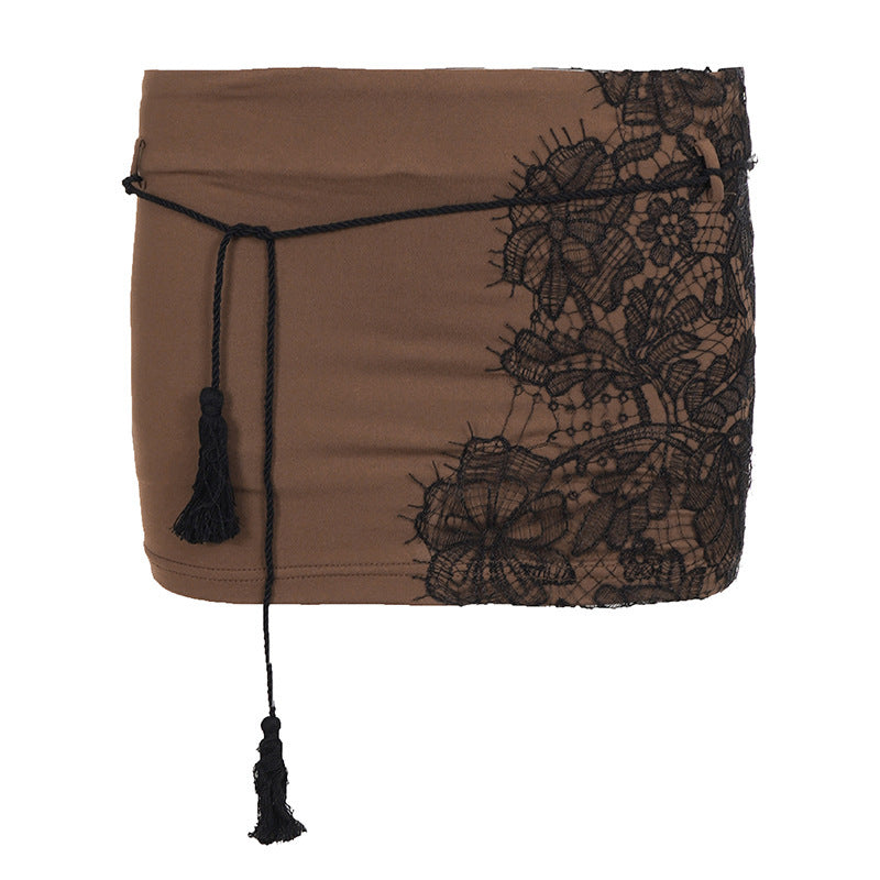 Damen Elegantes Spitzenoberteil mit modischen Knopfdetails EB