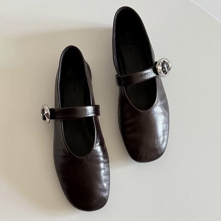 Damen Ballerinas mit verstellbarem Riemen und eleganter Schnalle EB