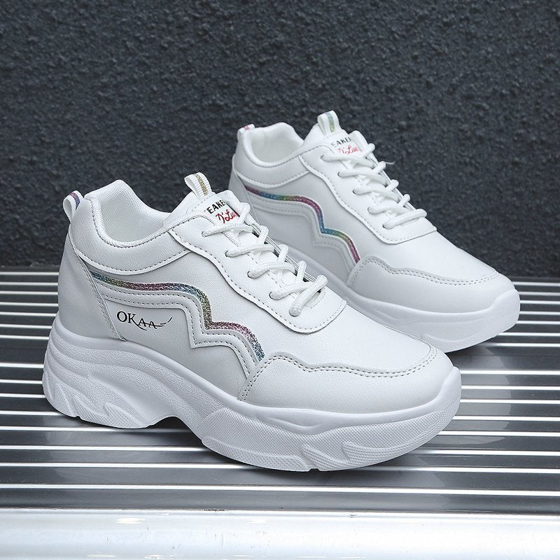 Damen Sportliche Sneakers mit modischer Plateau-Sohle und atmungsaktiver Obermaterialstruktur EB