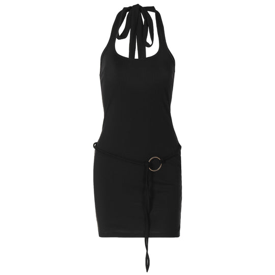 Damen Mini-Kleid mit verstellbarem Bund und lässigem Rückenausschnitt EB