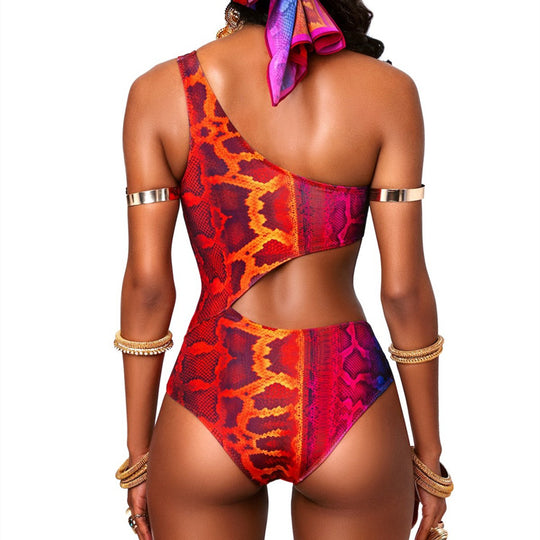 Damen asymmetrischer Cut-Out Badeanzug EB