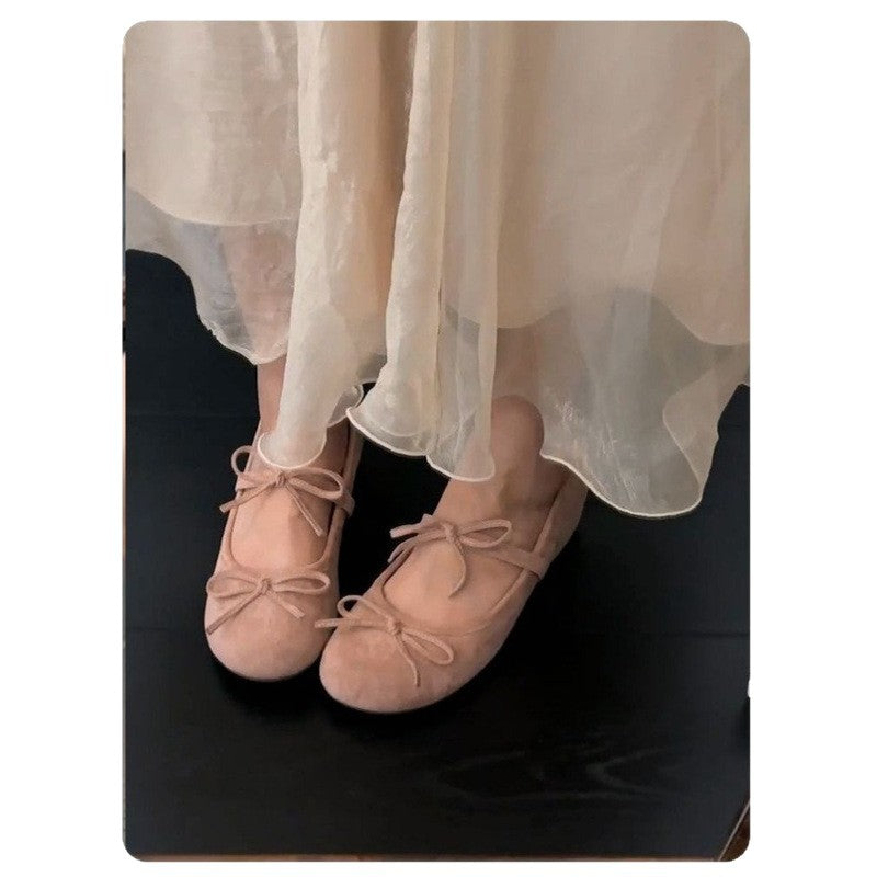 Damen bequeme Ballerinas mit dekorativen Schleifen EB