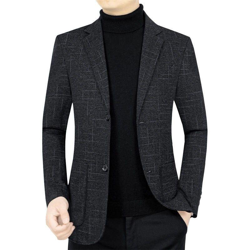 Herren Slim-Fit Sakko aus Wollmischung mit dezentem Karomuster EB