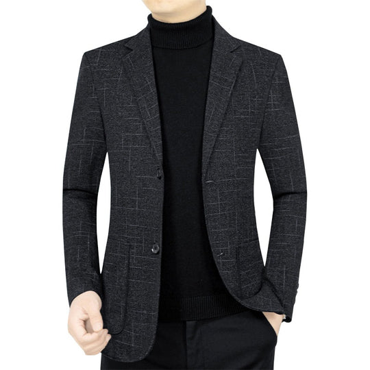 Herren Slim-Fit Sakko aus Wollmischung mit dezentem Karomuster EB