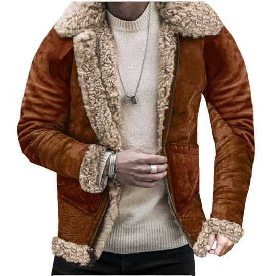 Herren Teddy-Lederjacke mit warmem Innenfutter EB