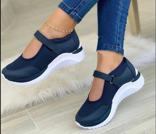 Damen bequeme Mesh-Sneakers mit Klettverschluss EB