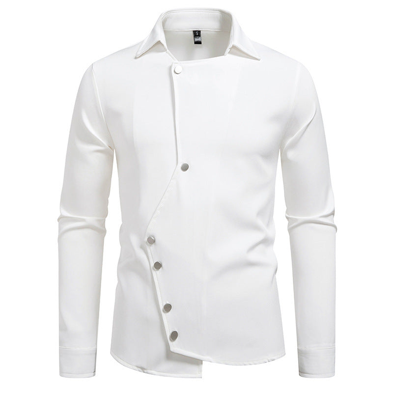 Herren Hemd mit asymmetrischem Knopfdesign und modernem Kragen EB