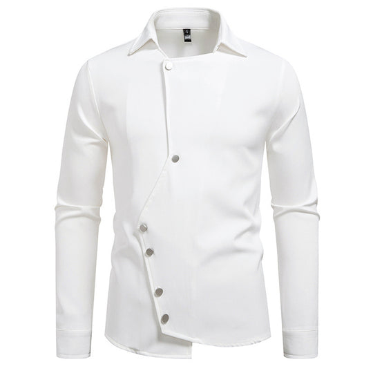 Herren Hemd mit asymmetrischem Knopfdesign und modernem Kragen EB