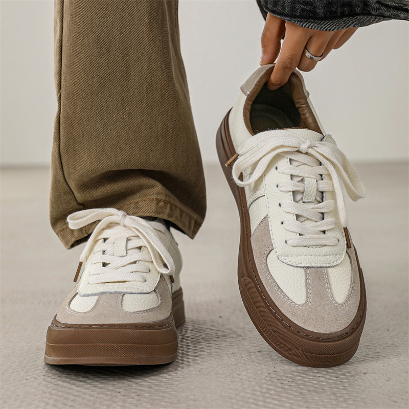 Damen Trendige Freizeit Sneakers mit hochwertiger Leder- und Wildleder-Kombination EB