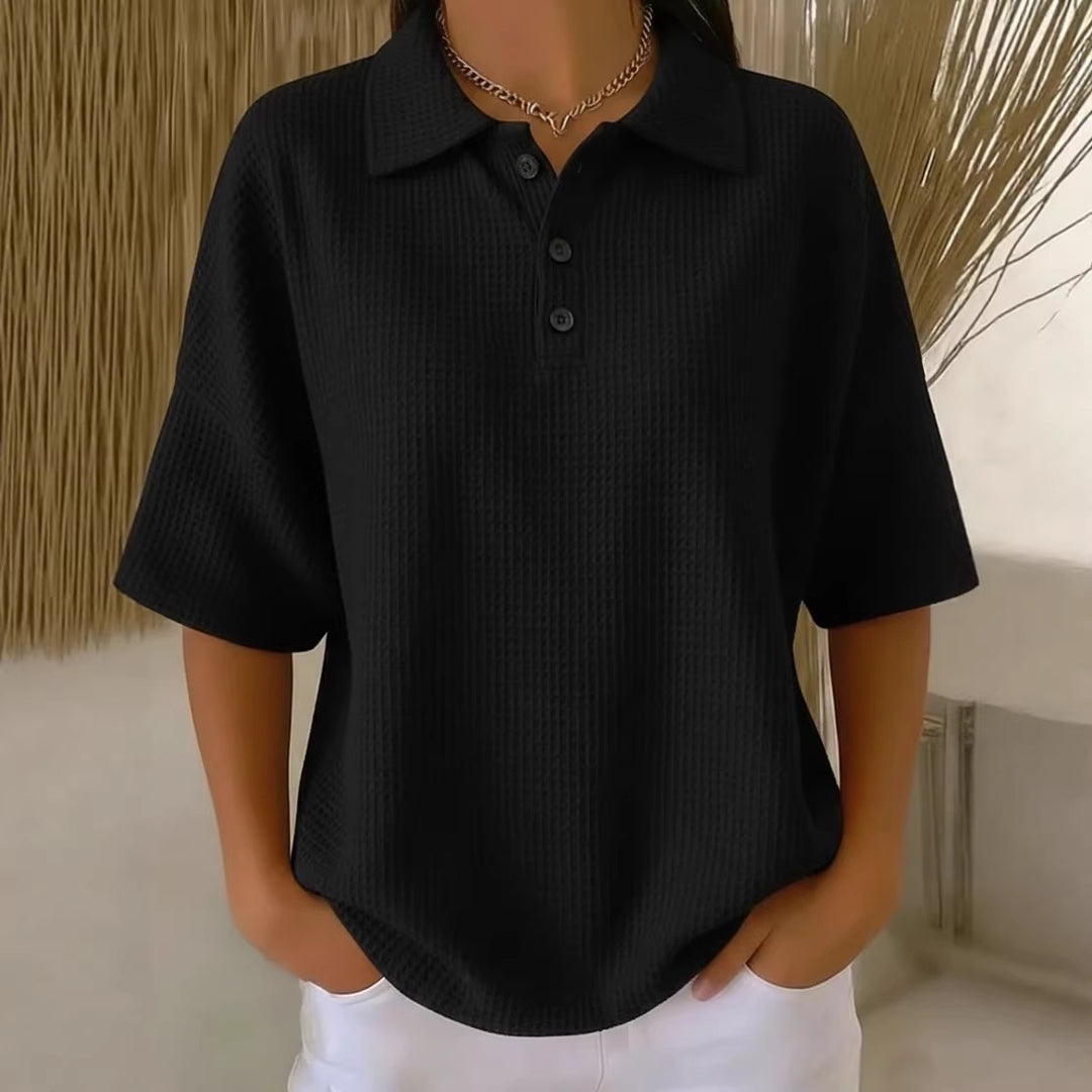 Damen sportliches Poloshirt aus Waffelpiqué EB