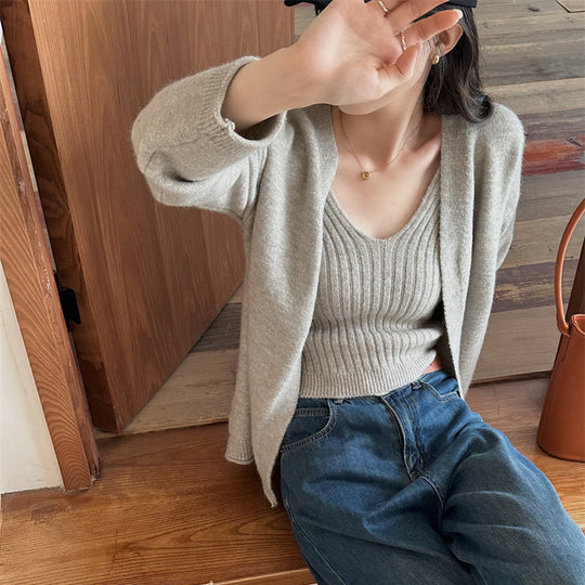 Damen Weicher Langarm-Cardigan mit Knopfleiste und bequemer Passform EB