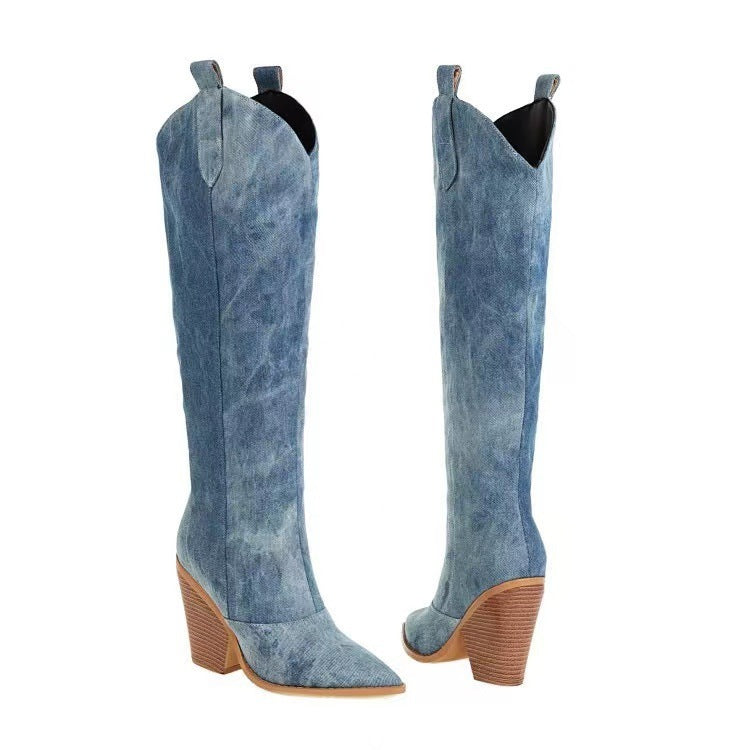 Knöchelhohe bestickte Wildleder- und Kunstleder-Cowboy-Stiefel - Mary EB