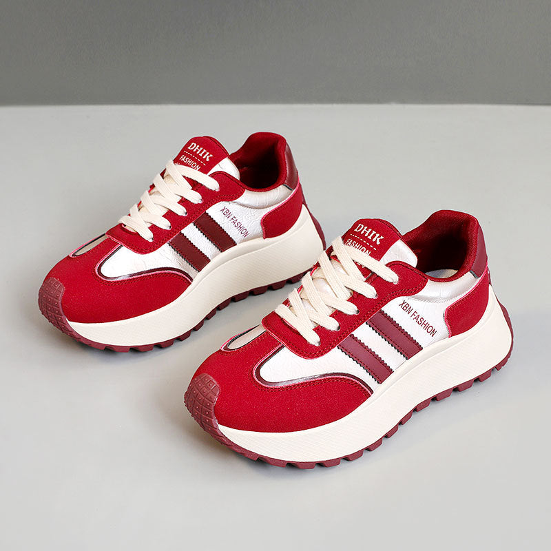 Damen modische Sneakers mit atmungsaktiver Oberflächentextur und robustem Sohlenprofil EB