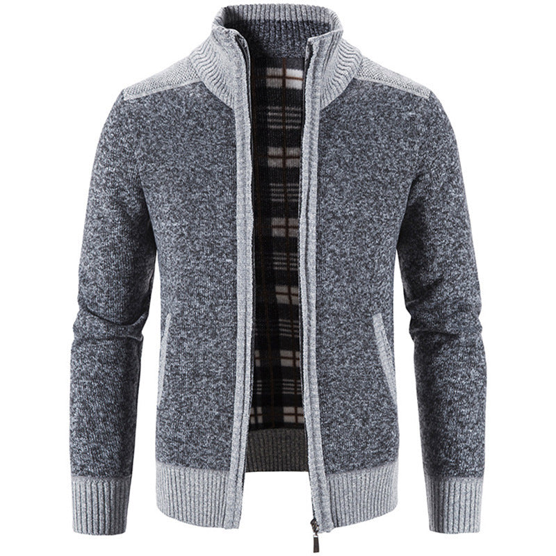 Herren Strickjacke mit modernem Stehkragen und strukturiertem Design EB