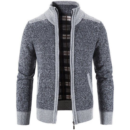 Herren Strickjacke mit modernem Stehkragen und strukturiertem Design EB
