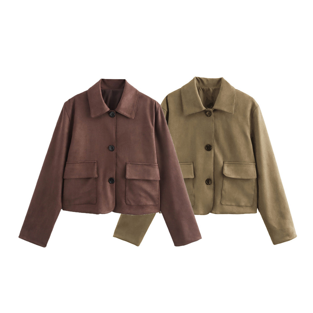 Damen modische und hochqualitative Übergangsjacke mit großen aufgesetzten Taschen EB
