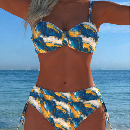 Damen Bikini-Set mit floralem Leopardenmuster und komfortablem Schnitt EB